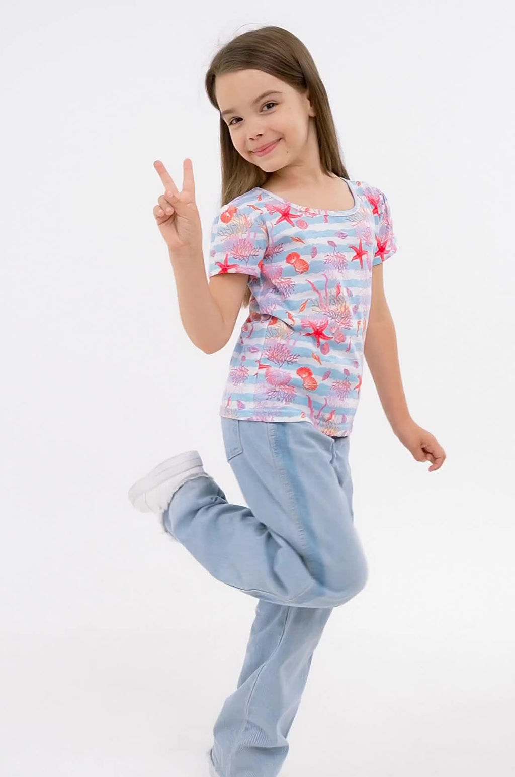 Хлопковая футболка для девочки Happy Fox фото 2