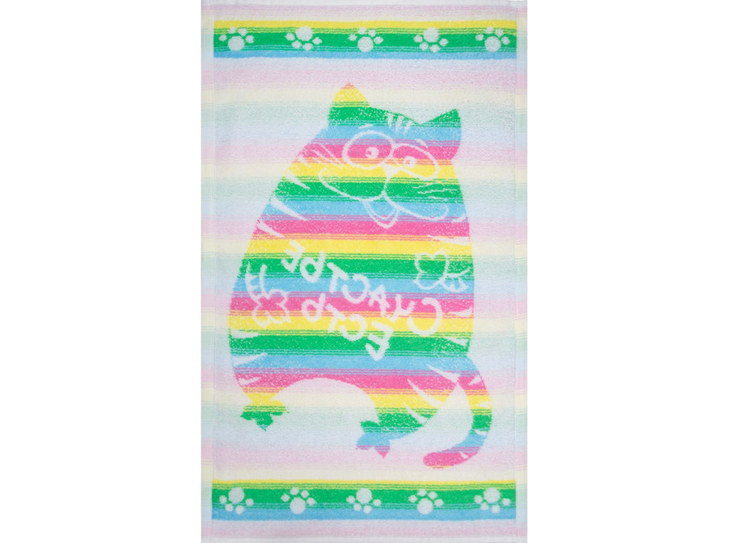 Полотенце махровое 6с104.411ж1 Счастье есть(св.радужка) 67х40см