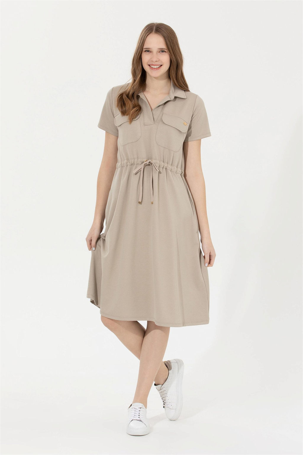 Женское трикотажное платье цвета хаки Неожиданная скидка в корзине - U.s. polo assn фото 3