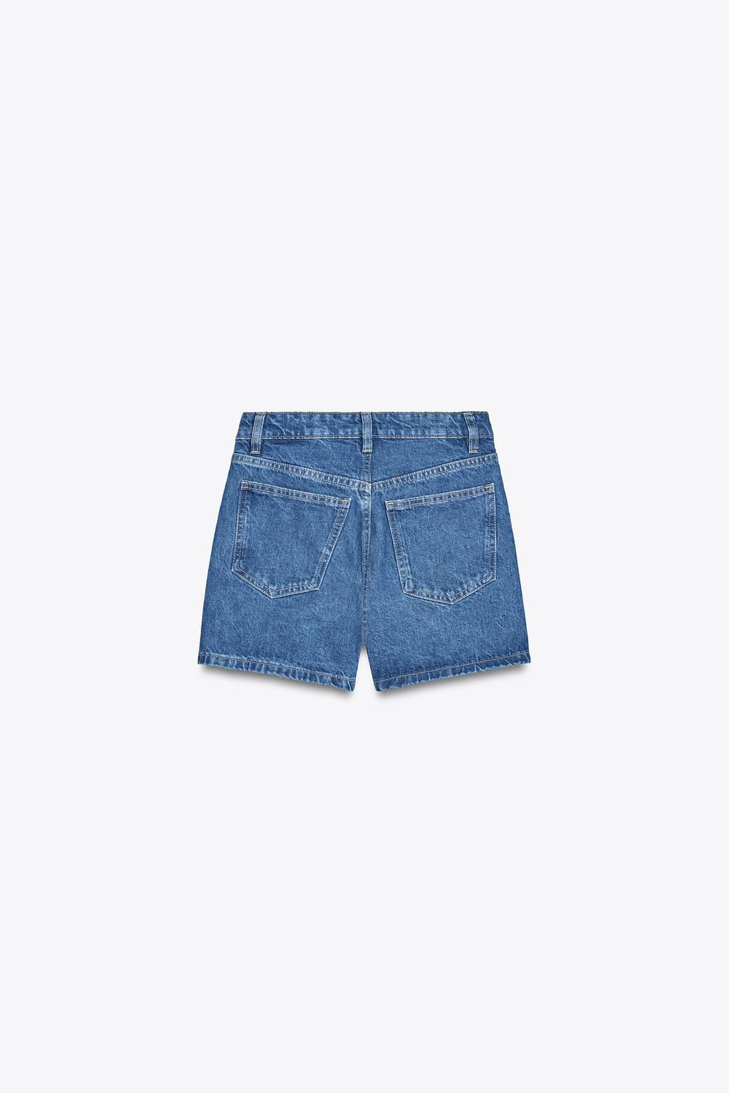 HIGH-WAIST CROSSOVER WAIST TRF MOM FIT DENIM BERMUDA SHORTS - Zara фото 15