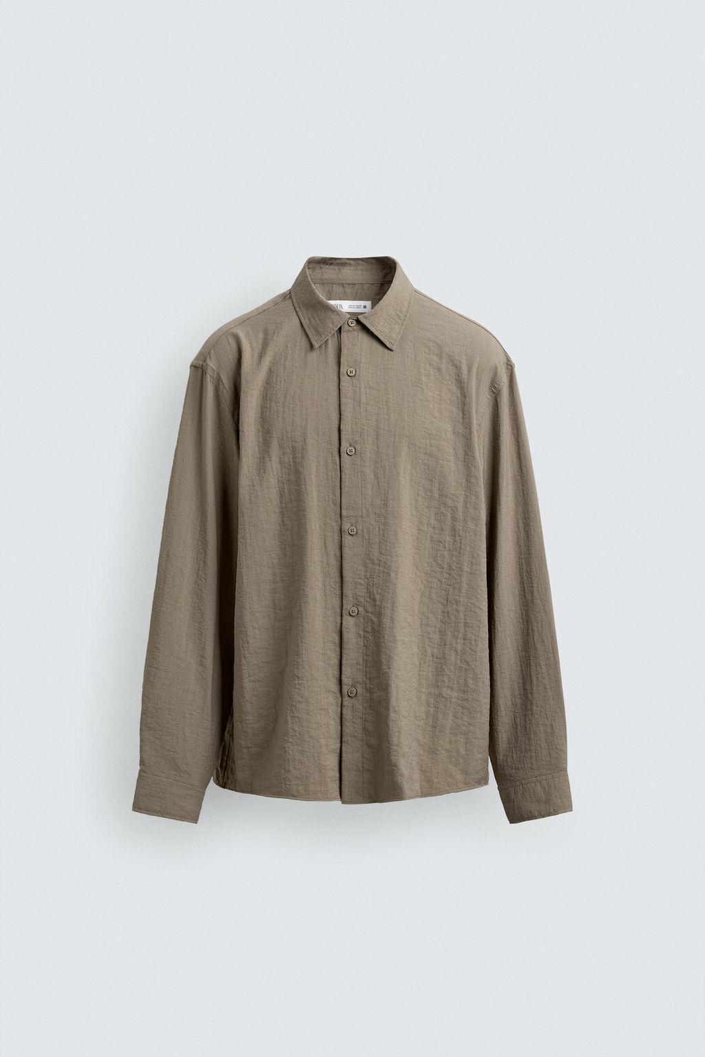 CAMISA RELAXED FIT EFECTO ARRUGADO / Beige - Zara фото 6