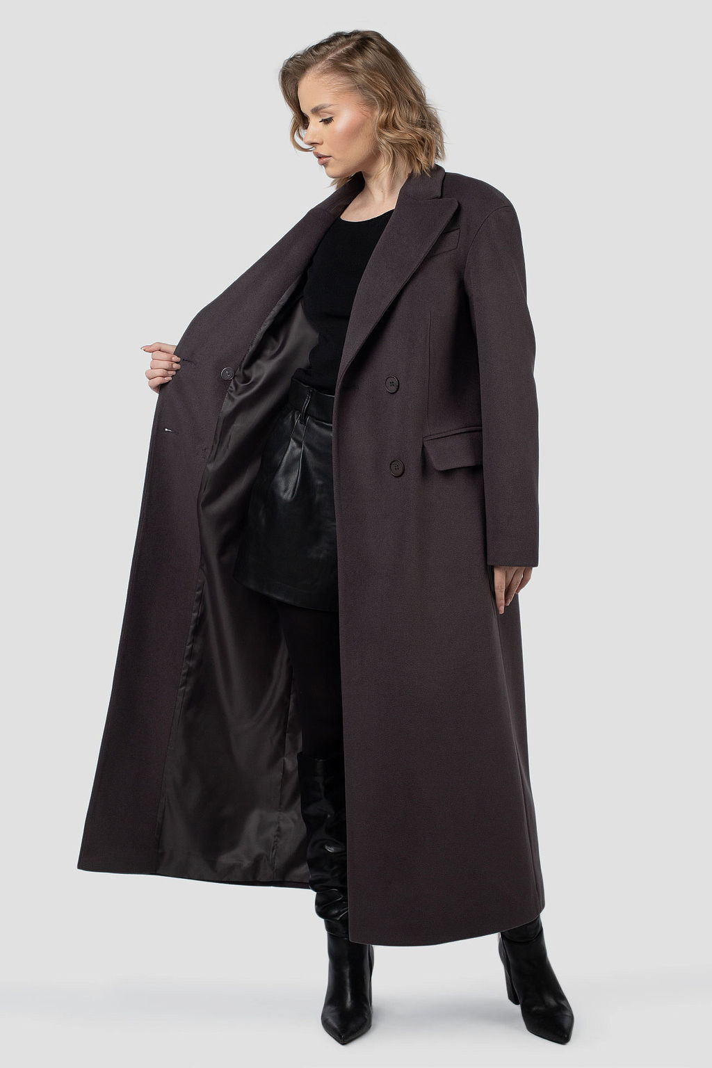 01-12172 Пальто женское демисезонное (пояс) - El podio фото 3