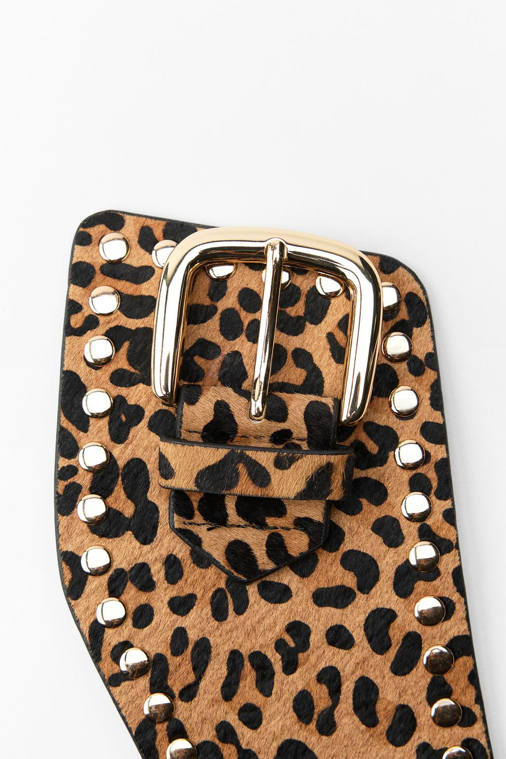 STUDDED ANIMAL PRINT LEATHER CORSET BELT - Zara фото 5