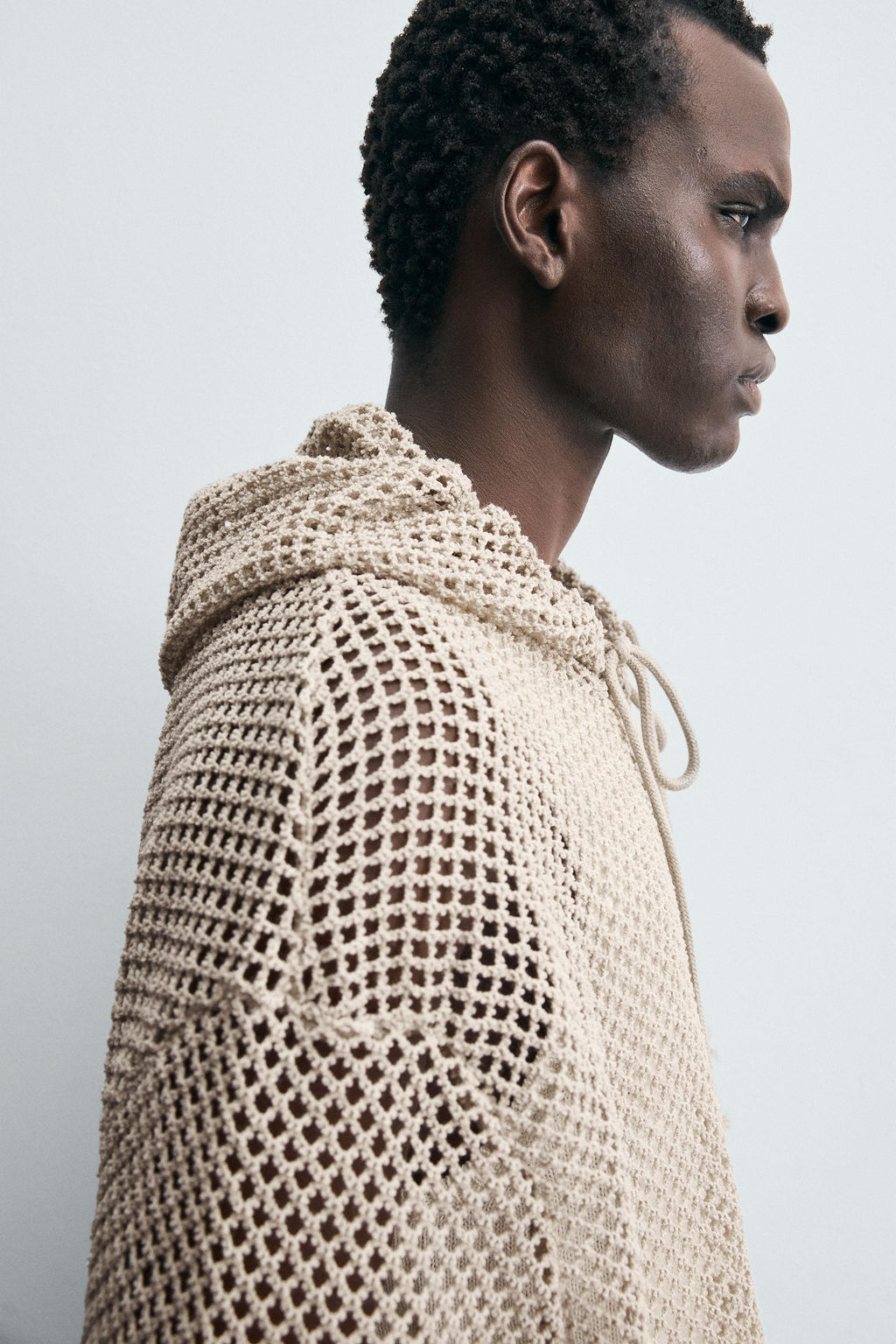 CROCHET TEXTURED SWEATSHIRT