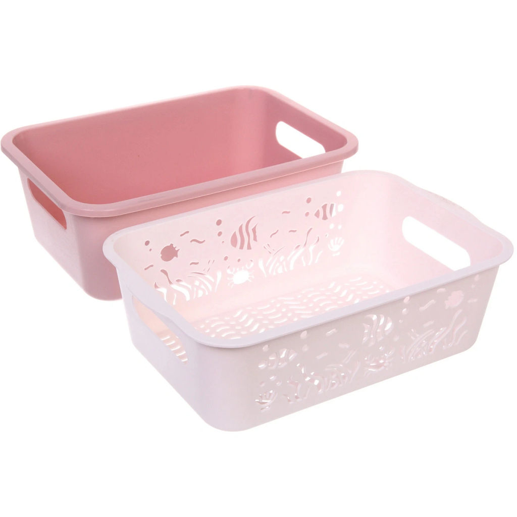 Цена за 2 шт. Дуршлаг пластиковый "SEGRETO" Аквариум 27*19*10см пыльная роза