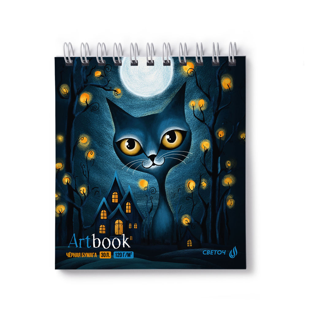 Светоч А306 Артбук (Скетчбук), блок чёрный, жесткая подложка, 120 г/м2 166*175 мм на гребне 30 л. 2 шт. Берн 01940  фото 6