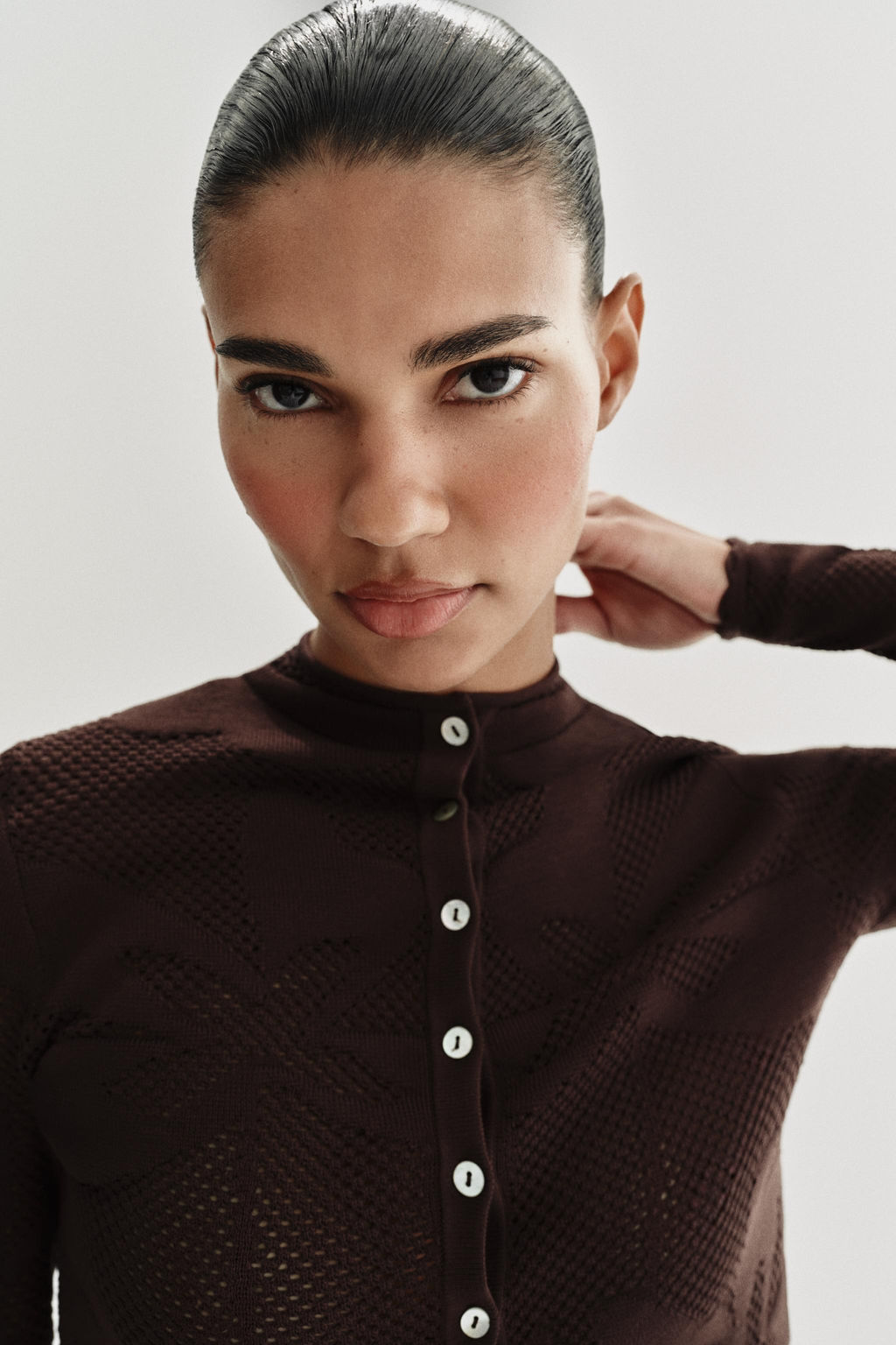 CHAQUETA PUNTO JACQUARD / Marr?n - Zara фото 3