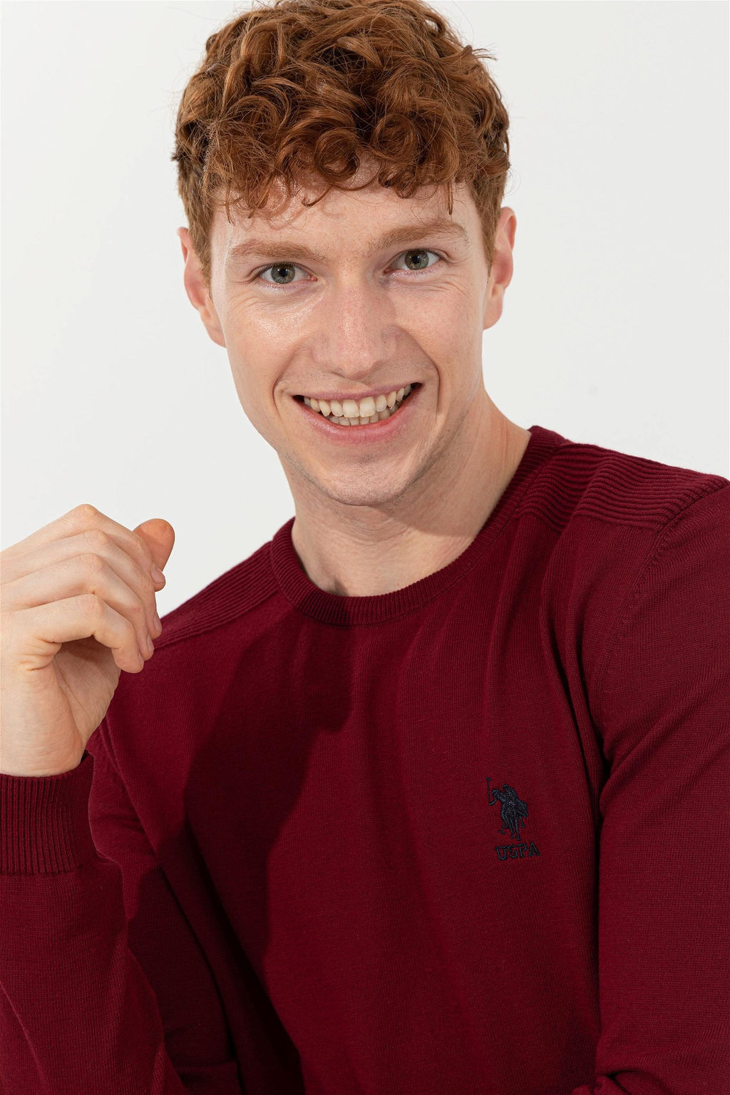 Мужской бордовый красный трикотажный свитер Basic - U.s. polo assn фото 8