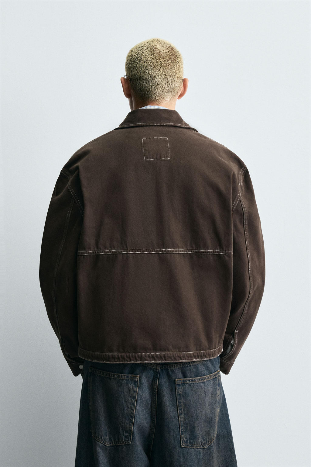 CONTRAST STITCH WASHED JACKET - Zara фото 3