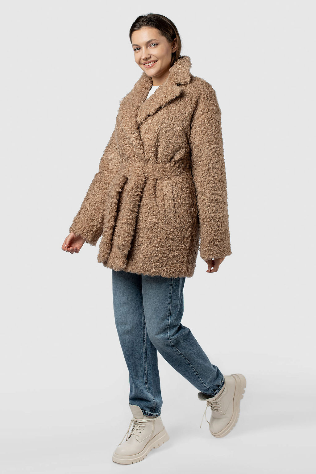 02-3160 Пальто женское утепленное (пояс) - El podio фото 5