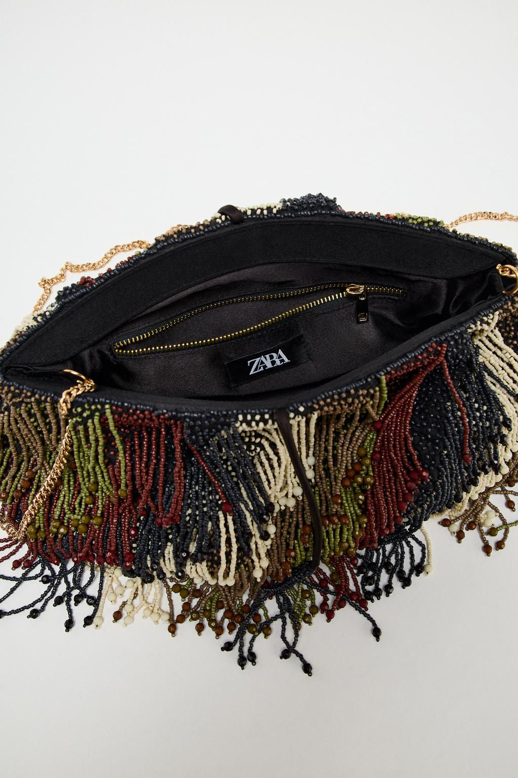 SEQUINNED CLUTCH BAG WITH FRINGING - Zara фото 5