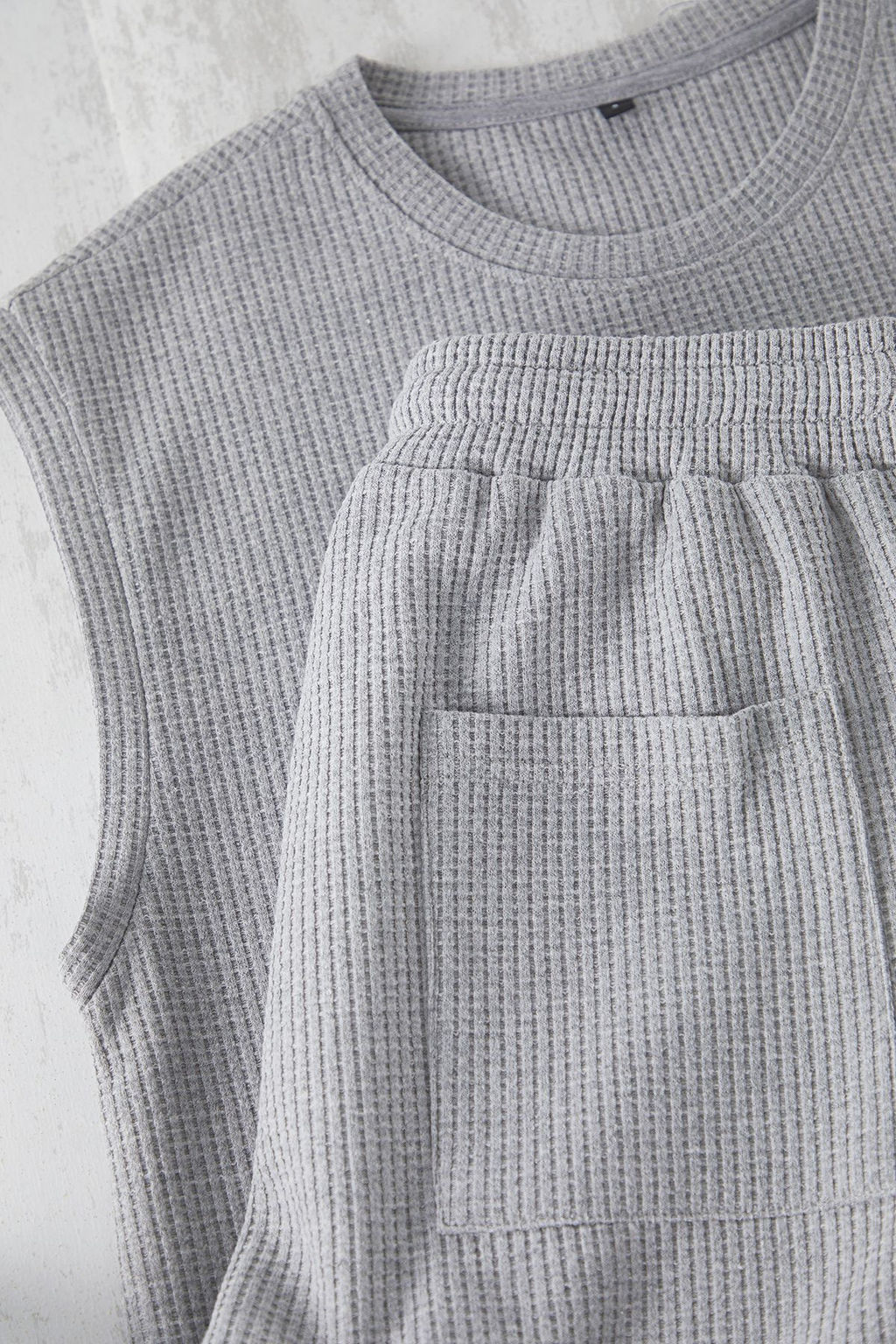 TRENDYOL MAN Gri Regular Fit Etiket Detayl? Atlet Sortlu Orme Pijama Tak?m? TMNSS25PT00028 - Trendyolmilla фото 7