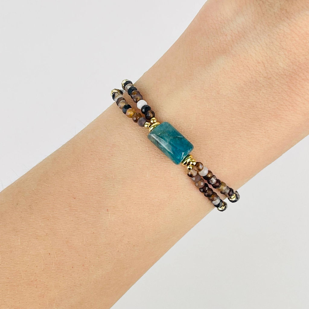 Браслет из Агата и Апатита 16,5 см +