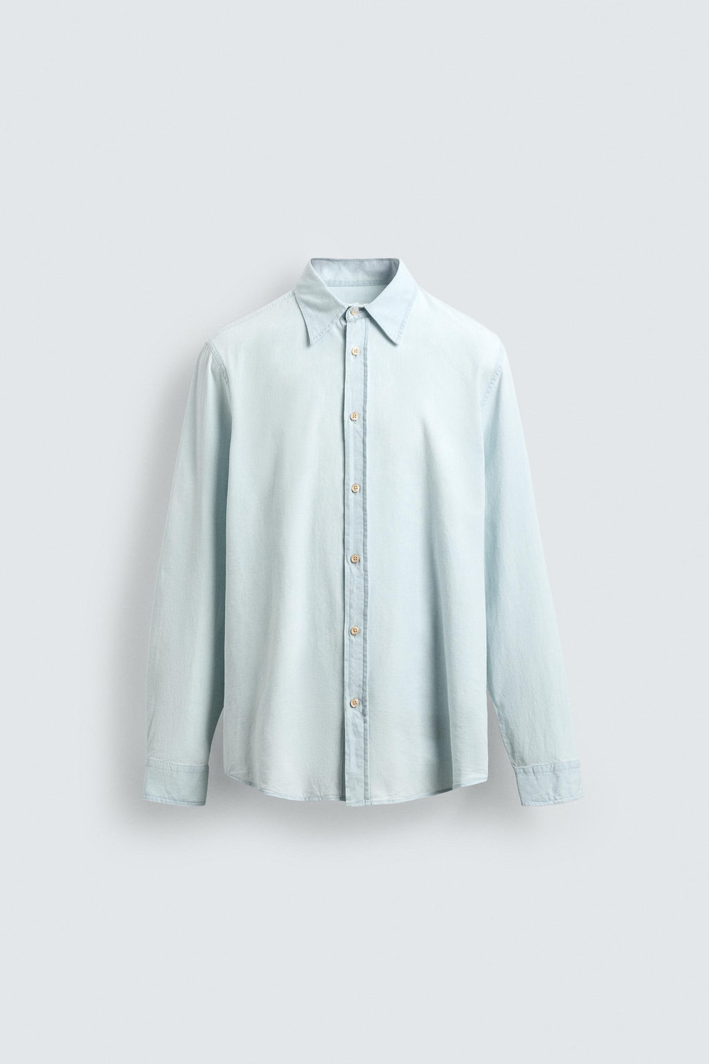 CAMISA DENIM LIGERO ALGOD?N / Azul claro - Zara фото 7