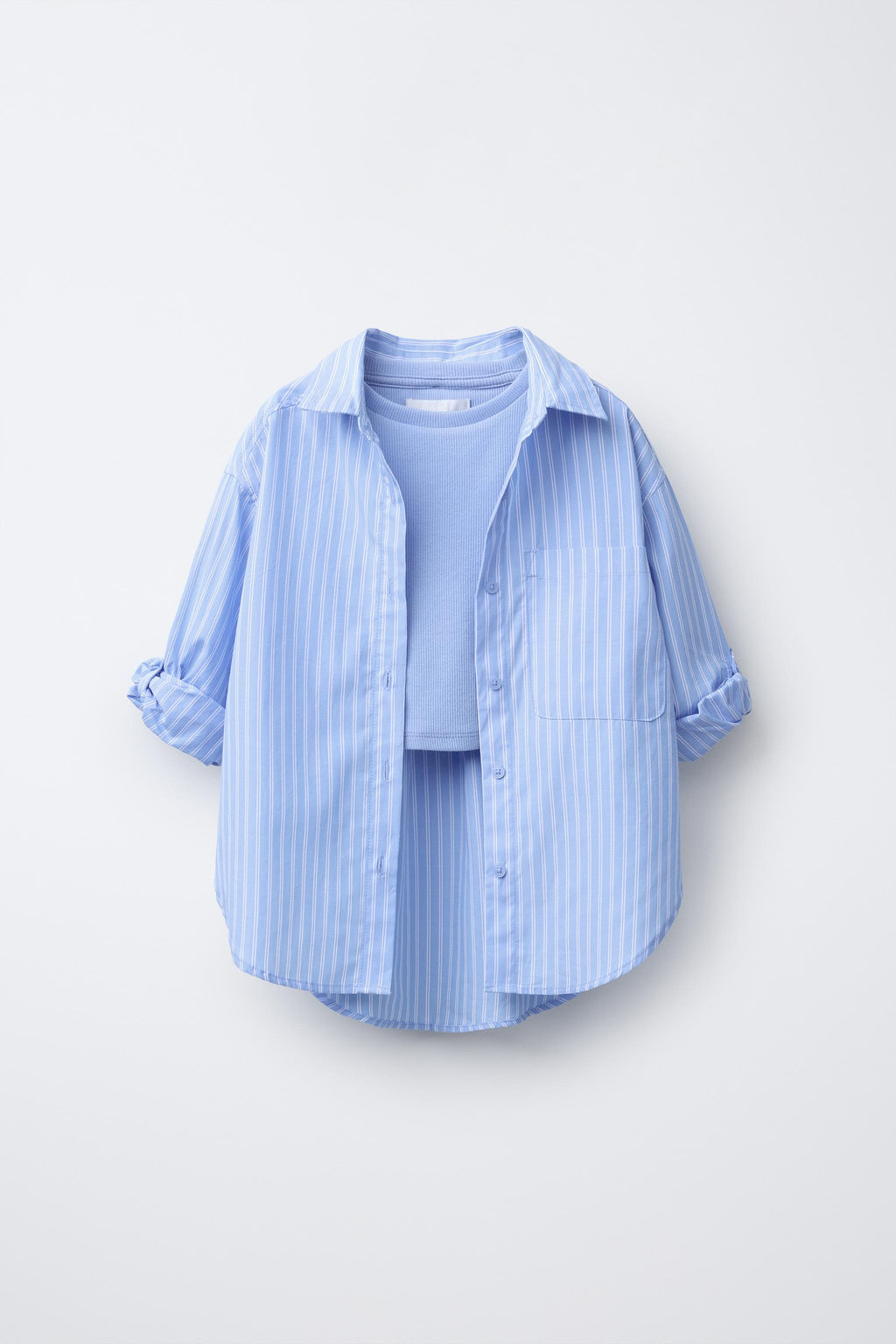 STRIPED POPLIN SHIRT AND RIBBED T-SHIRT PACK