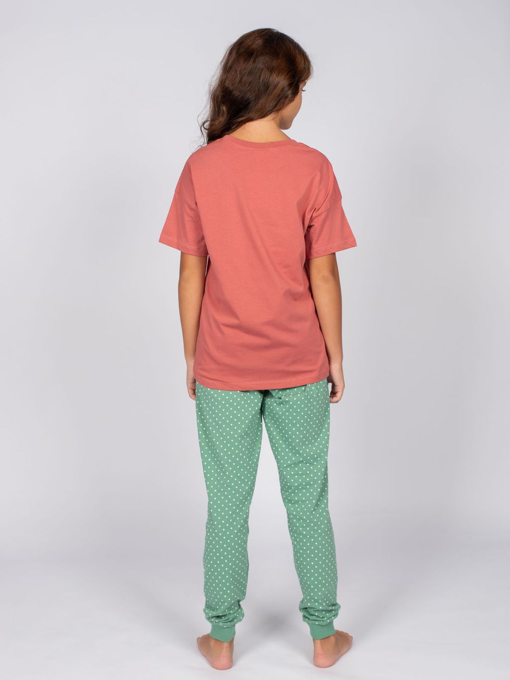 Пижама для девочки (футболка+брюки) 91277 каштановый/оливковый 890 Lets go - Let's go фото 3