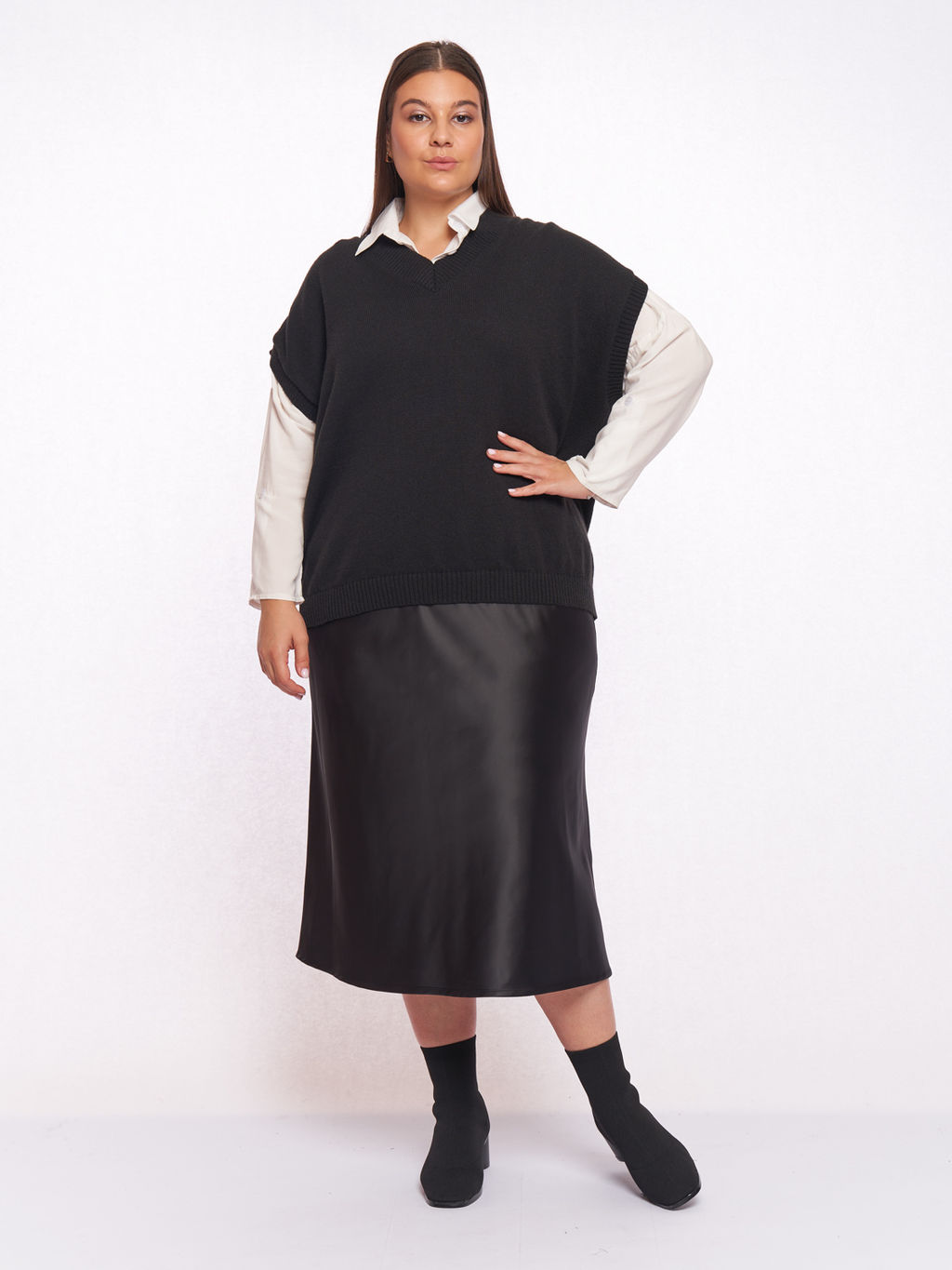 Атласная черная юбка TUB20537BLK01 - Артесса фото 8