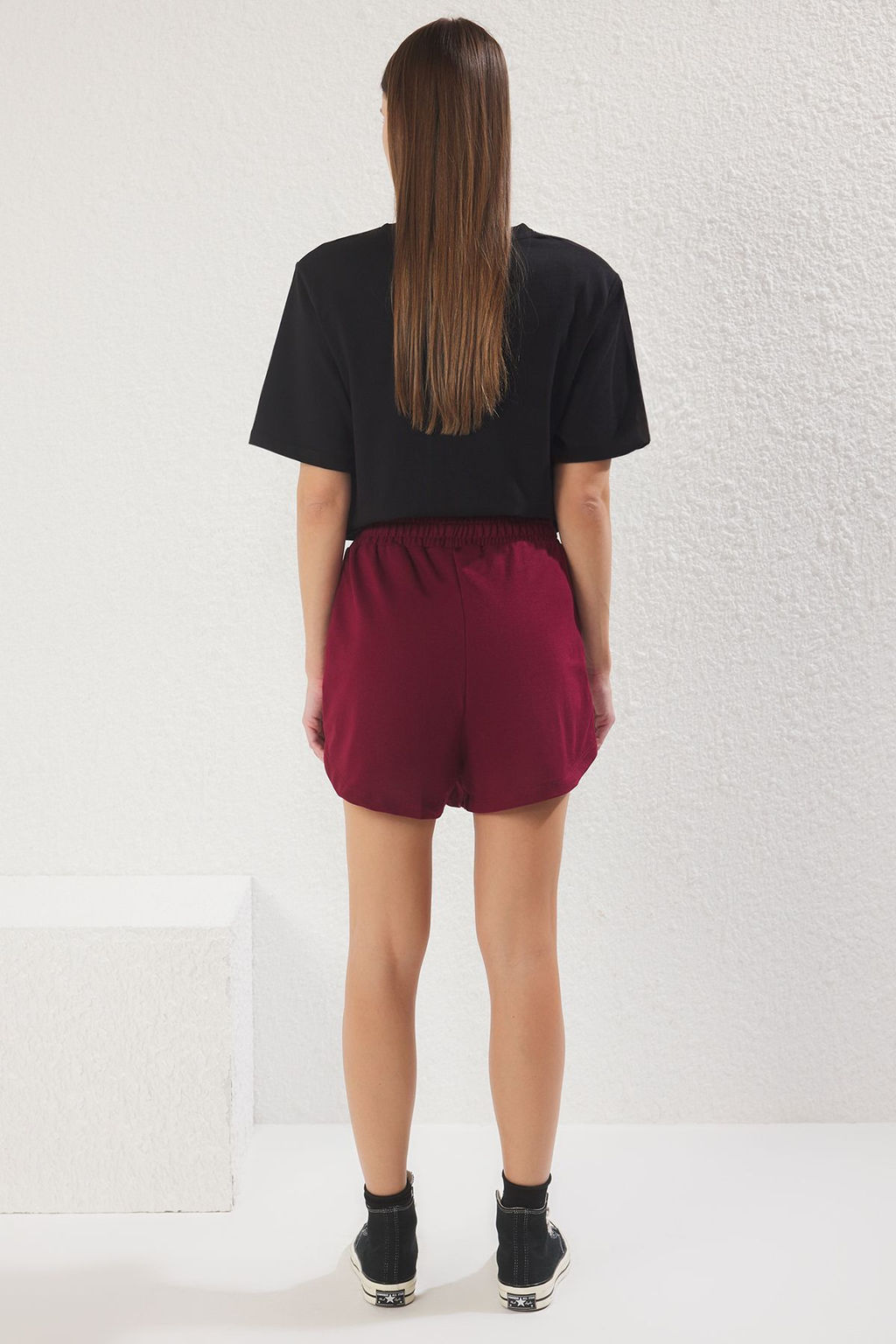 TRENDYOLMILLA Gri Melanj- Siyah 2Li Paket Relaxed/Rahat Kal?p K?sa Esnek Orme Sort & Bermuda TWOSS25SR00084  фото 3