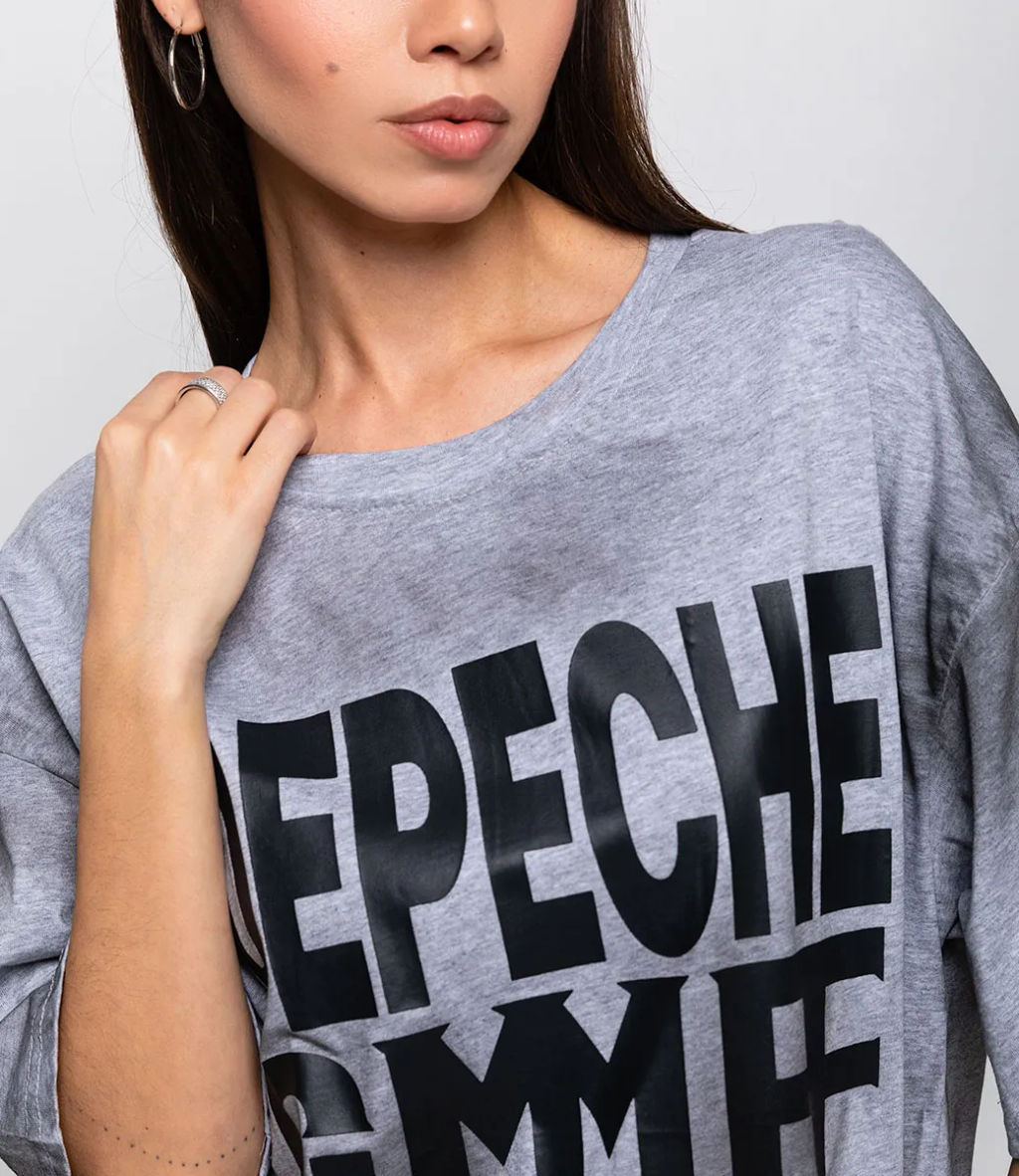 Футболка #КТ4347, серый меланж