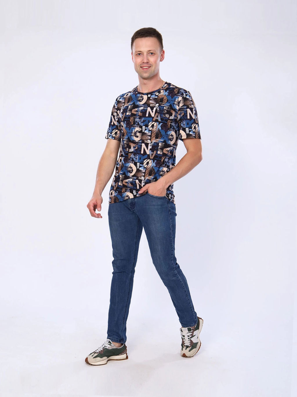 Футболка мужская, цвет коричневый синий черный