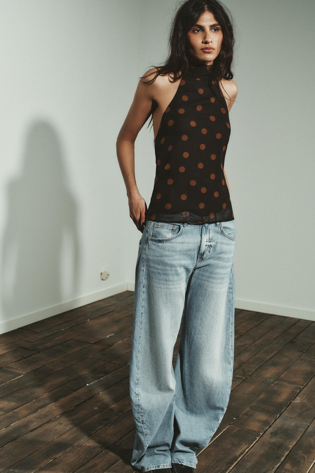 GEORGETTE HALTER TOP WITH POLKA DOTS - Zara фото 2