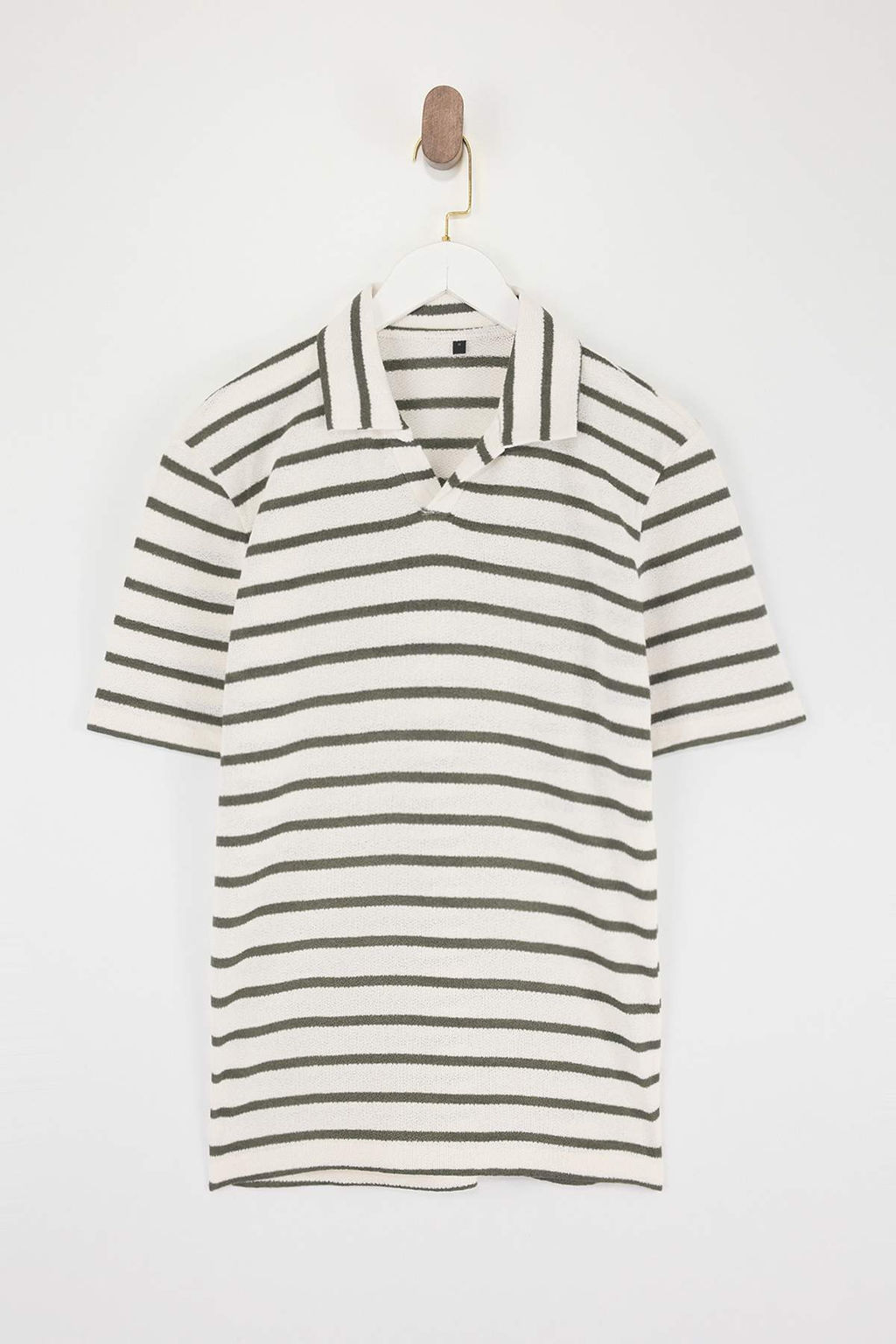 Yesil Regular/Normal Kesim Dokulu Cizgili Polo Yaka T-shirt TMNSS26PO00013 - Trendyolmilla фото 4