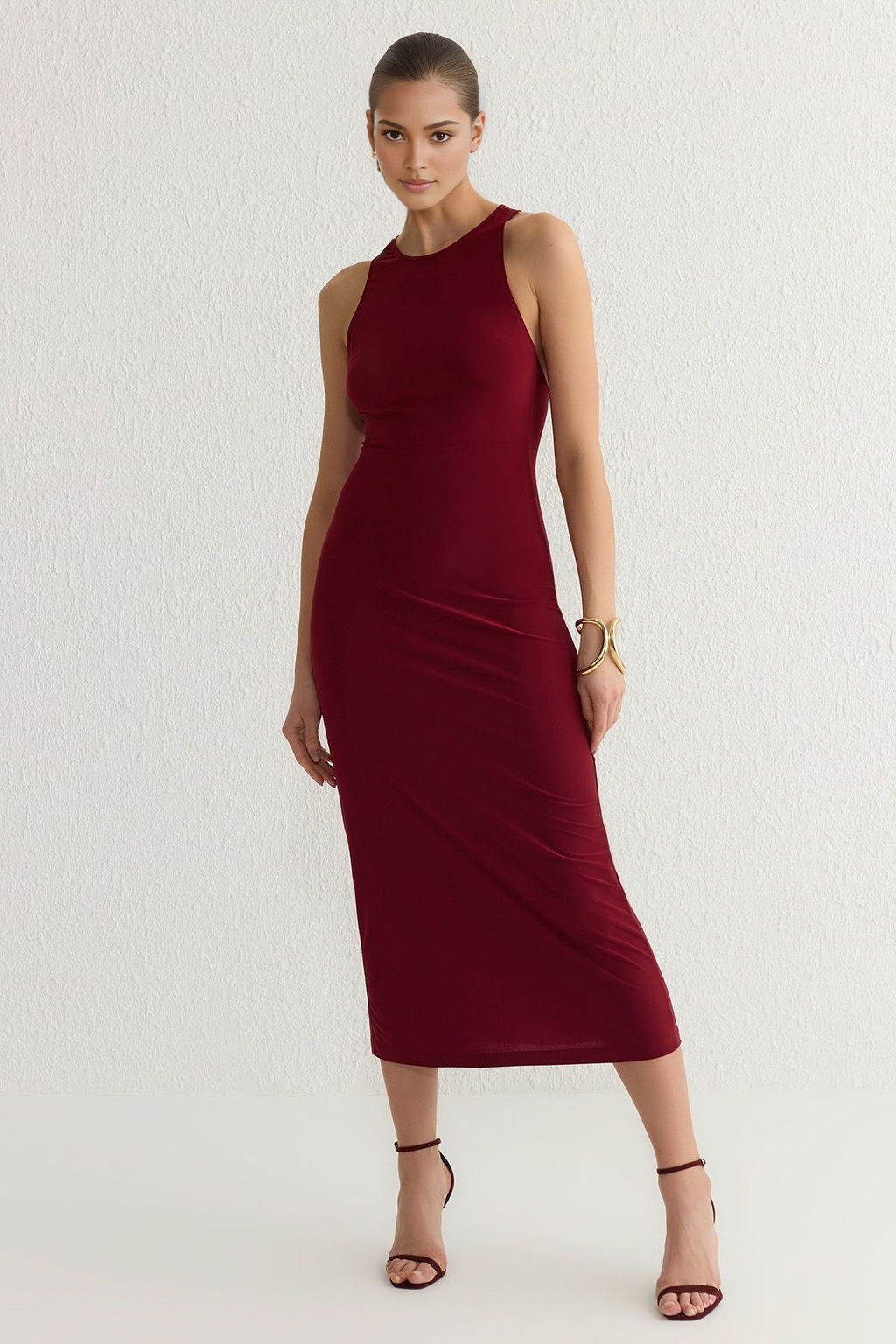 Bordo Vucuda Oturan S?rt Aksesuar Detayl? Orme S?k Abiye Gece Mezuniyet Elbisesi TPRSS25EL00001 - Trendyolmilla фото 2