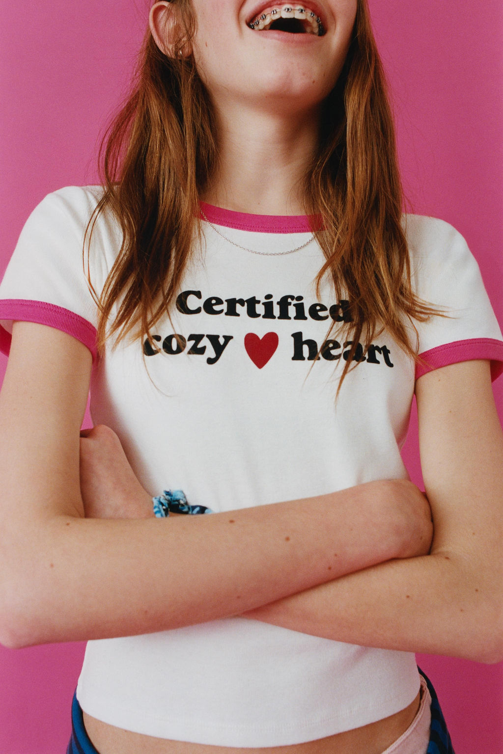 CAMISETA RIB CONTRASTE TEXTO / Rosa pastel - Zara фото 5