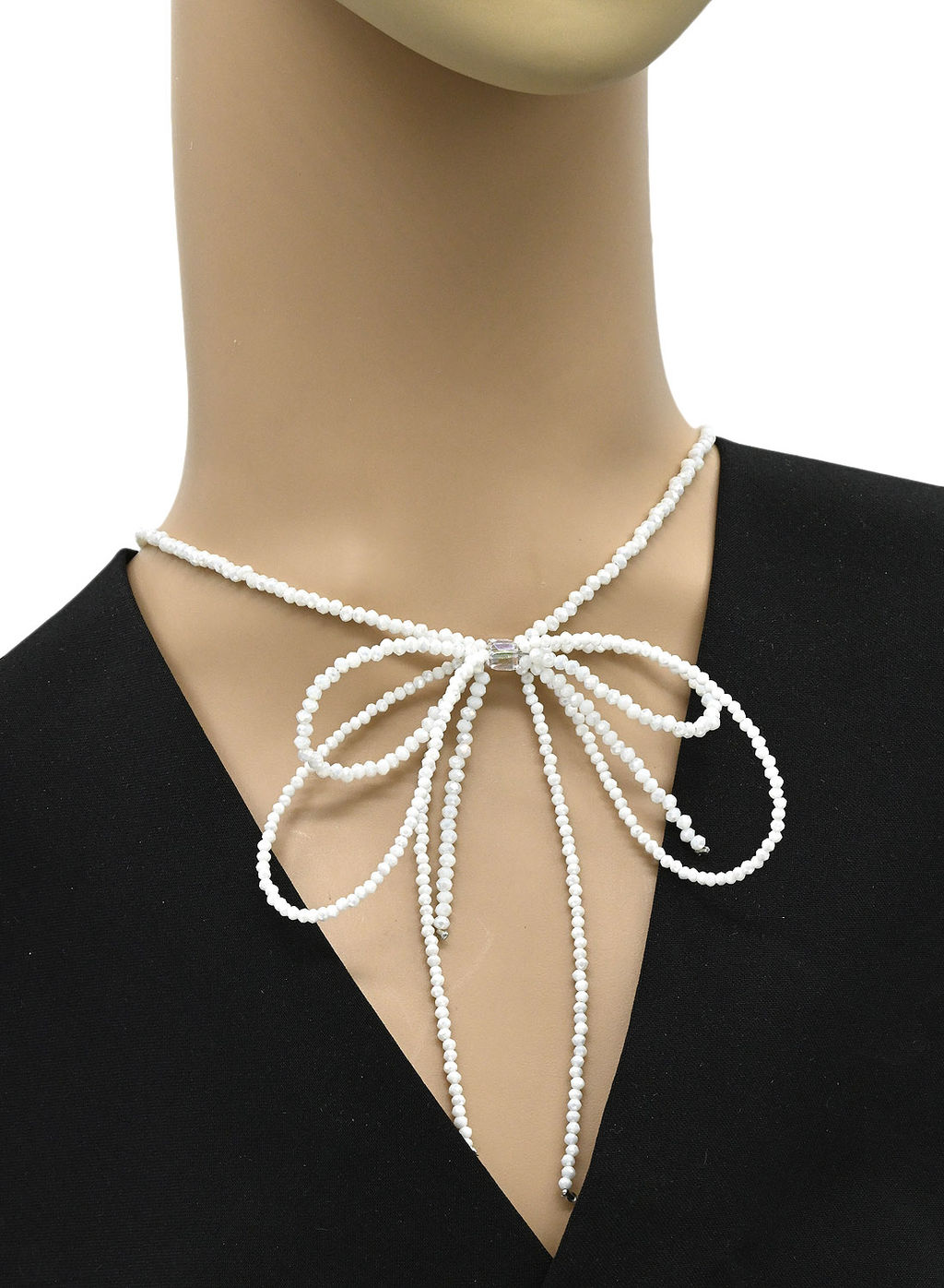 Чокер с Банттом из циркона рондель 3*2мм цв.белый, 41см