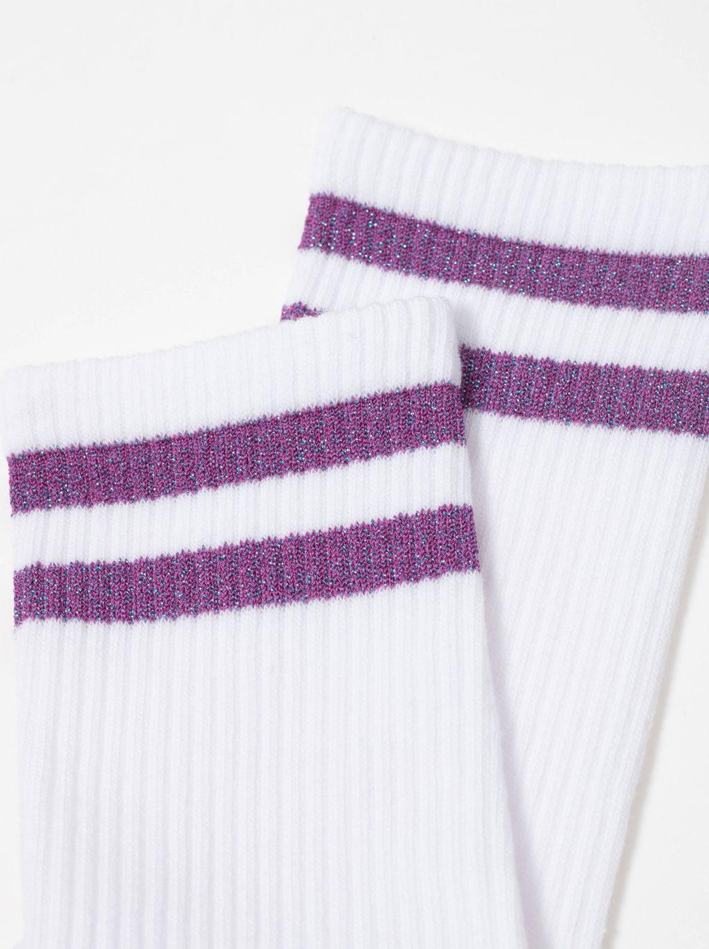 Цена за 2 пары. Носки Классические CONTE ACTIVE Хлопковые носки с яркими полосками из люрекса белый-сиреневый - Conte elegant фото 6