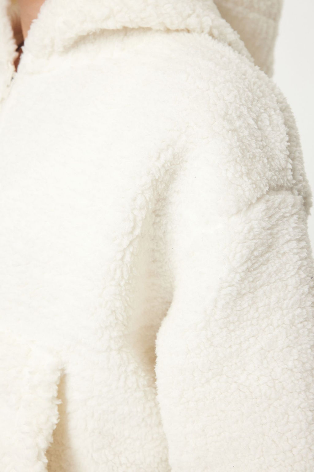 TRENDYOLMILLA Koyu Bej Pelus Regular/Normal Kal?p Kapusonlu Fermuarl? Kal?n Orme Sweatshirt TWOAW25SW00238 фото 4