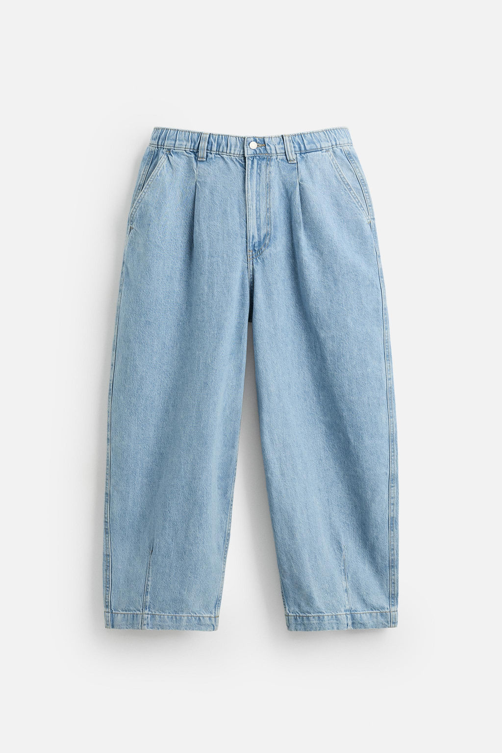 WIDE-LEG PLEATED DENIM CHINO TROUSERS - Zara фото 7