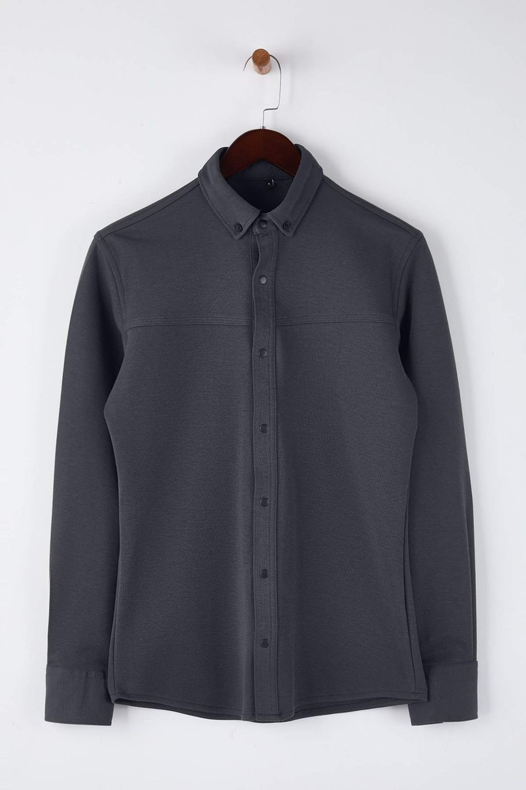 Antrasit Regular Fit Dokulu Erkek Gomlek TMNAW26GO00023 - Trendyolmilla фото 5