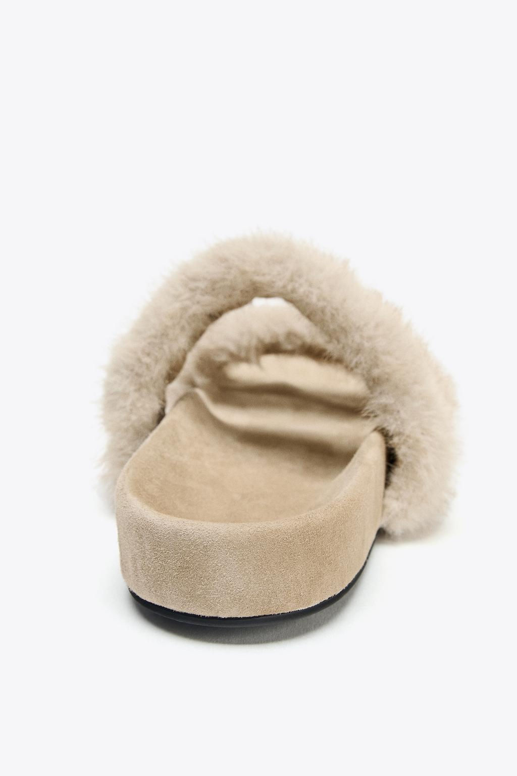 FLAT SANDALS WITH SHEEPSKIN EFFECT - Zara фото 5