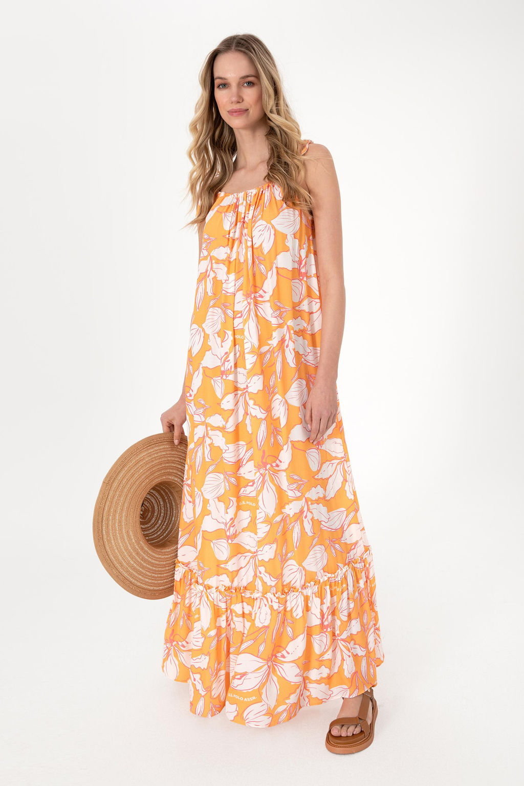 Kad_n Turuncu Dokuma Elbise Sepette S_rpriz _ndirim - U.s. polo assn фото 3