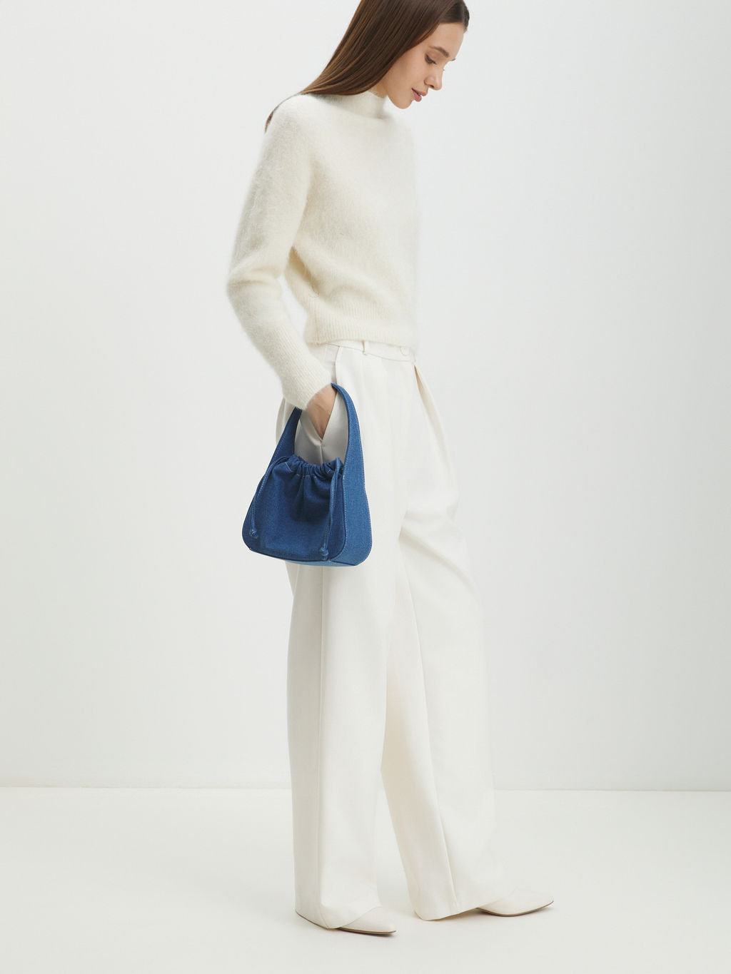 Женская сумка с ручками из денима MAISON DAVID LOLA Артикул 4354422, синий  фото 6