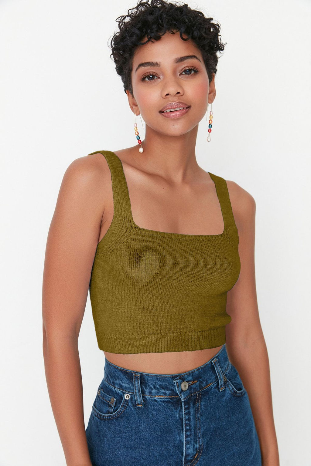 TRENDYOLMILLA Siyah Crop Yumusak Dokulu Bluz-H?rka Triko Tak?m TWOAW21HI0107 фото 14