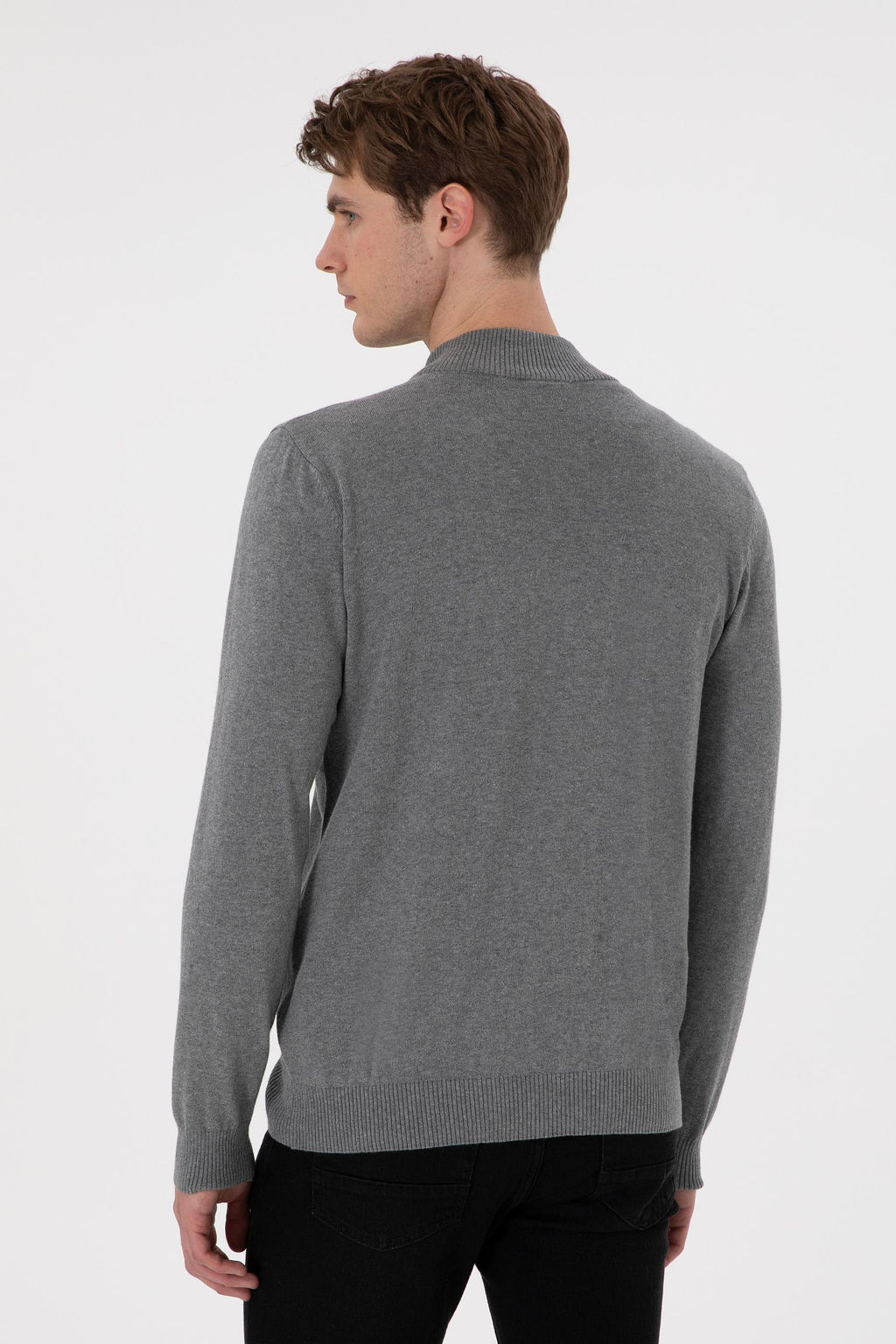 Мужской серый меланжевый базовый трикотажный кардиган Неожиданная скидка в корзине - U.s. polo assn фото 5