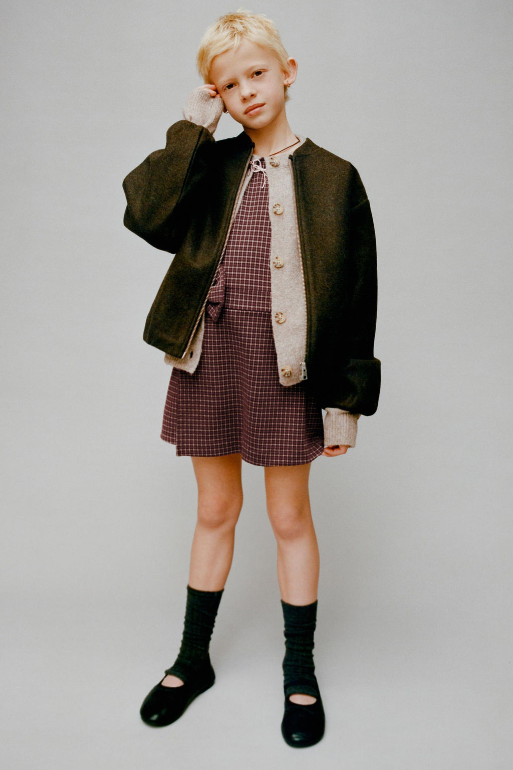 CHECK SHORT JUMPSUIT WITH BOW - Zara фото 5