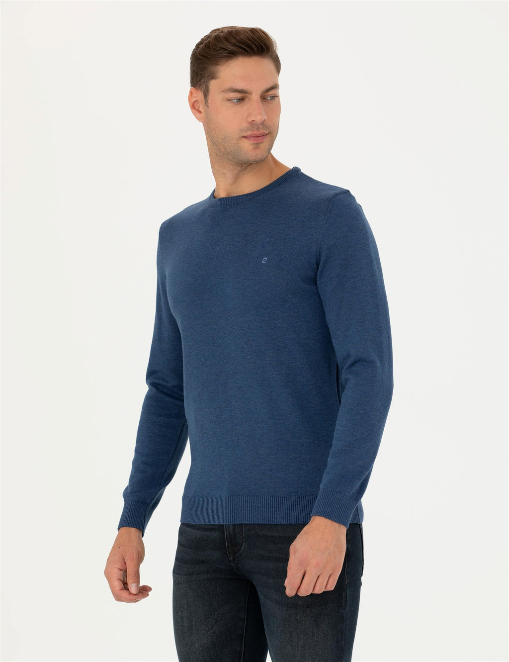_ndigo Melanj Slim Fit Bisiklet Yaka Basic Triko Kazak