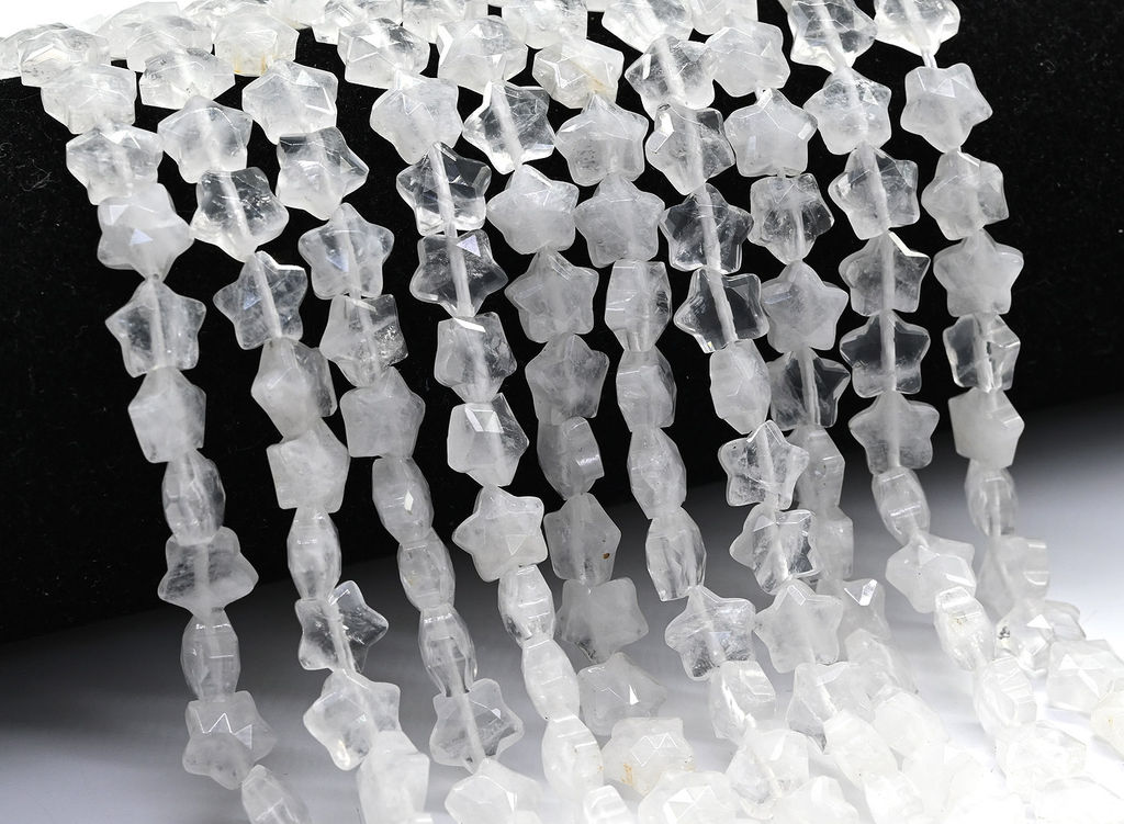 Бусины для творчества Звезды из горного хрусталя 8*8мм с гранями, 37см, 49 бусин Радуга камня