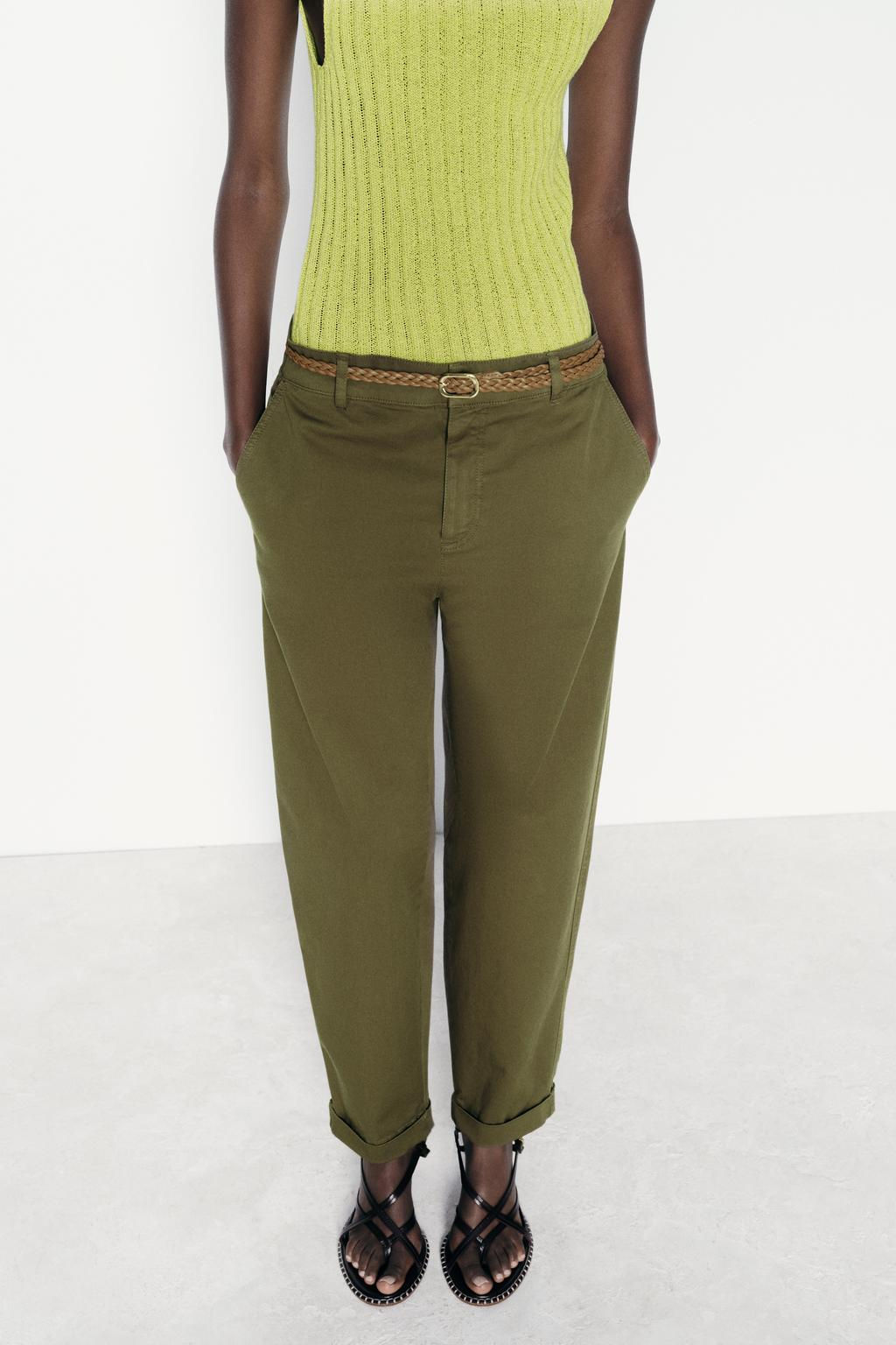 CHINO TROUSERS WITH BRAIDED BELT - Zara фото 24