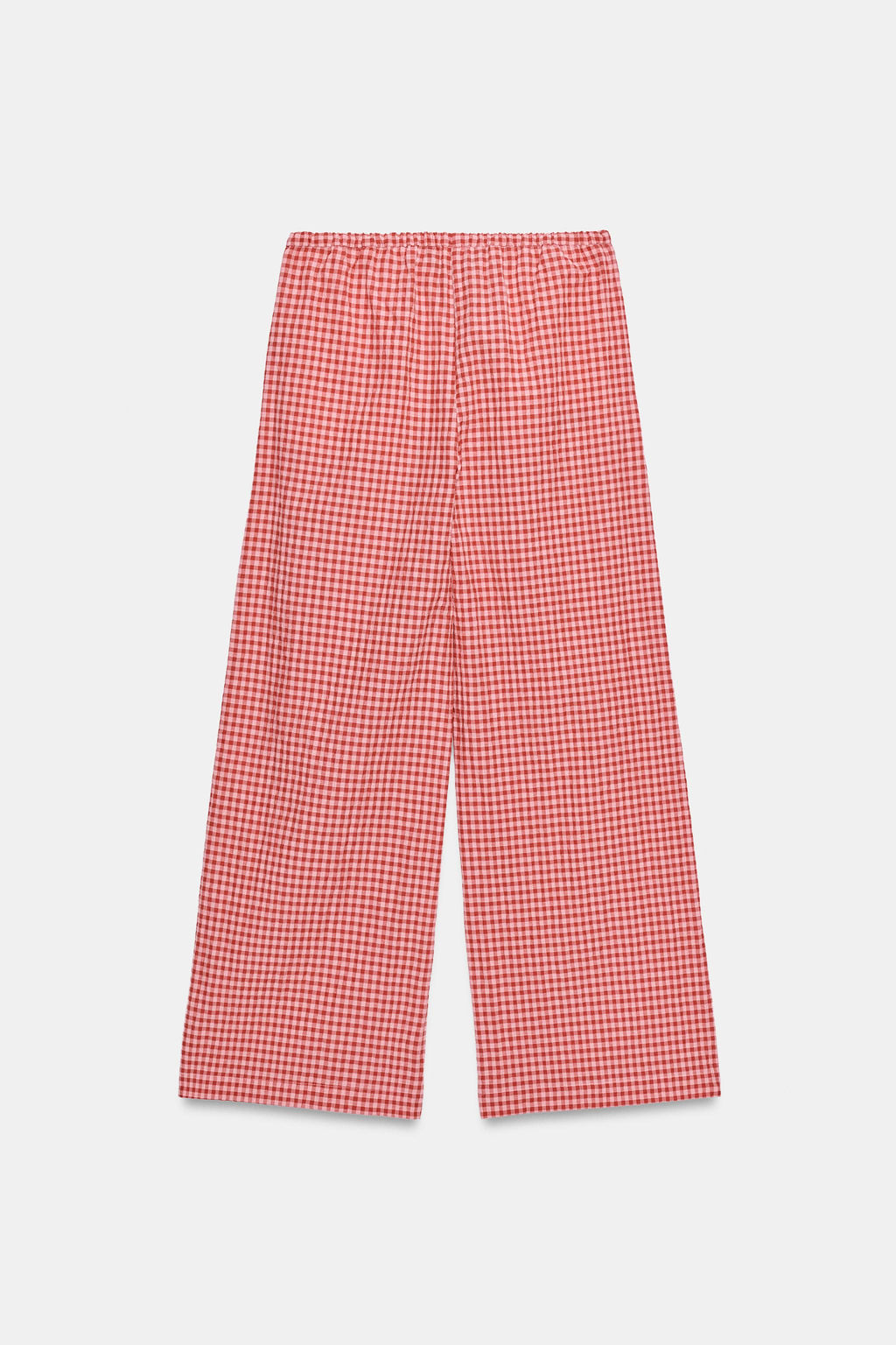 PANTAL?N ANCHO CUADRO VICHY / Blanco / Rojo