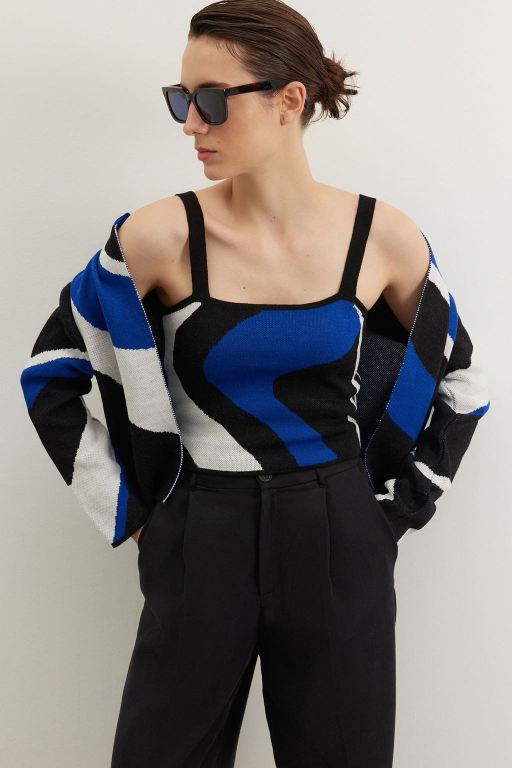 Saks Desenli 2li Bluz-H?rka Triko H?rka TWOAW23HI00223