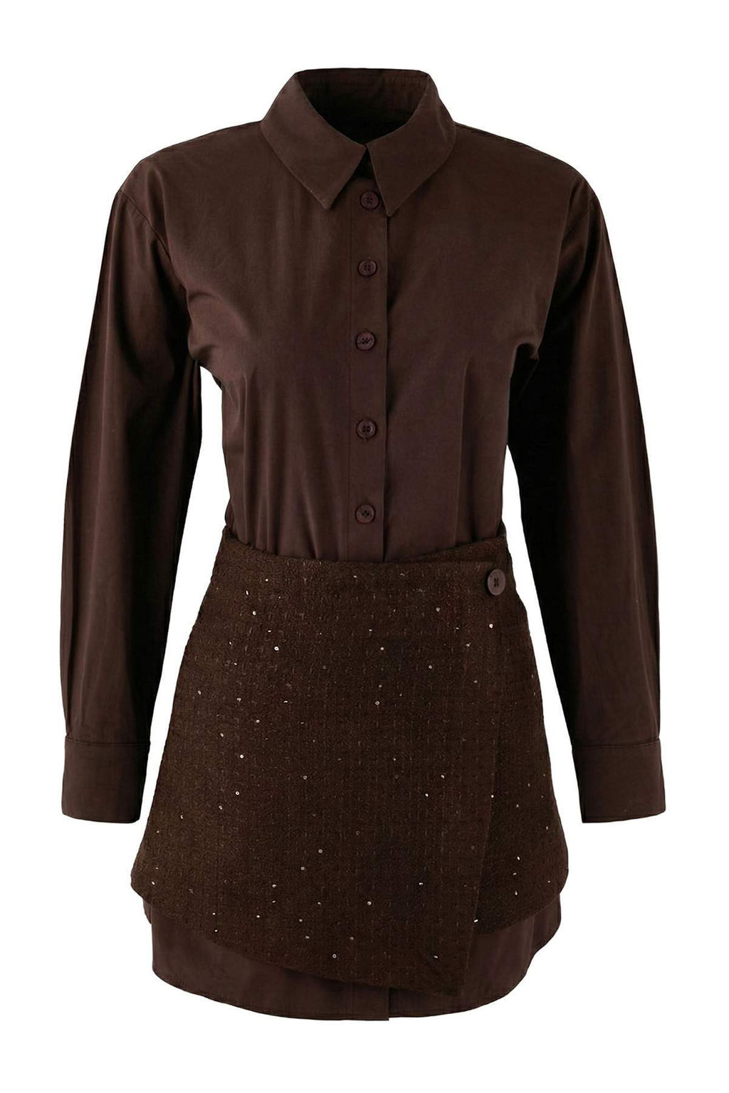 Kahverengi Duz K?sa / Mini Tuvit Etekli Dokuma Gomlek Elbise TWOAW26EL00367 - Trendyolmilla фото 5