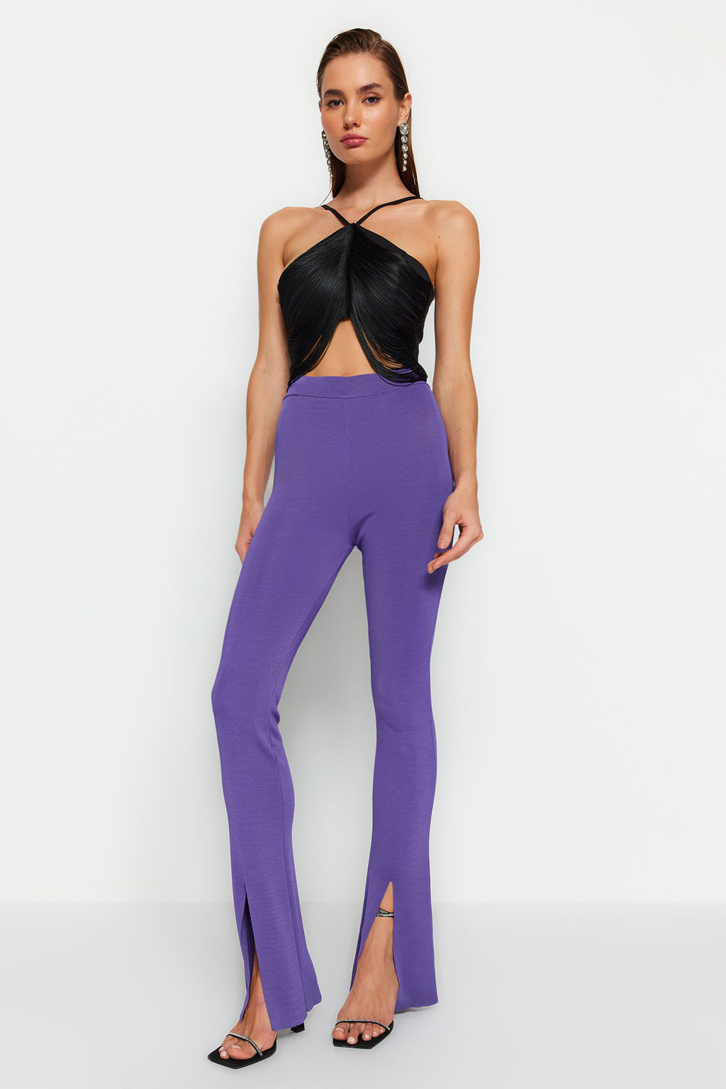 Trendyolmilla Siyah Crop Puskul Detayl? Dokuma Bluz TPRAW24BZ00082  фото 3