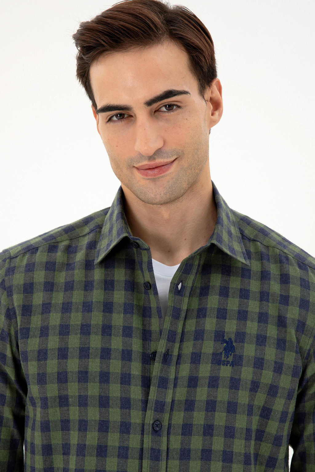 Мужская темно-зеленая рубашка с длинным рукавом - U.s. polo assn фото 2