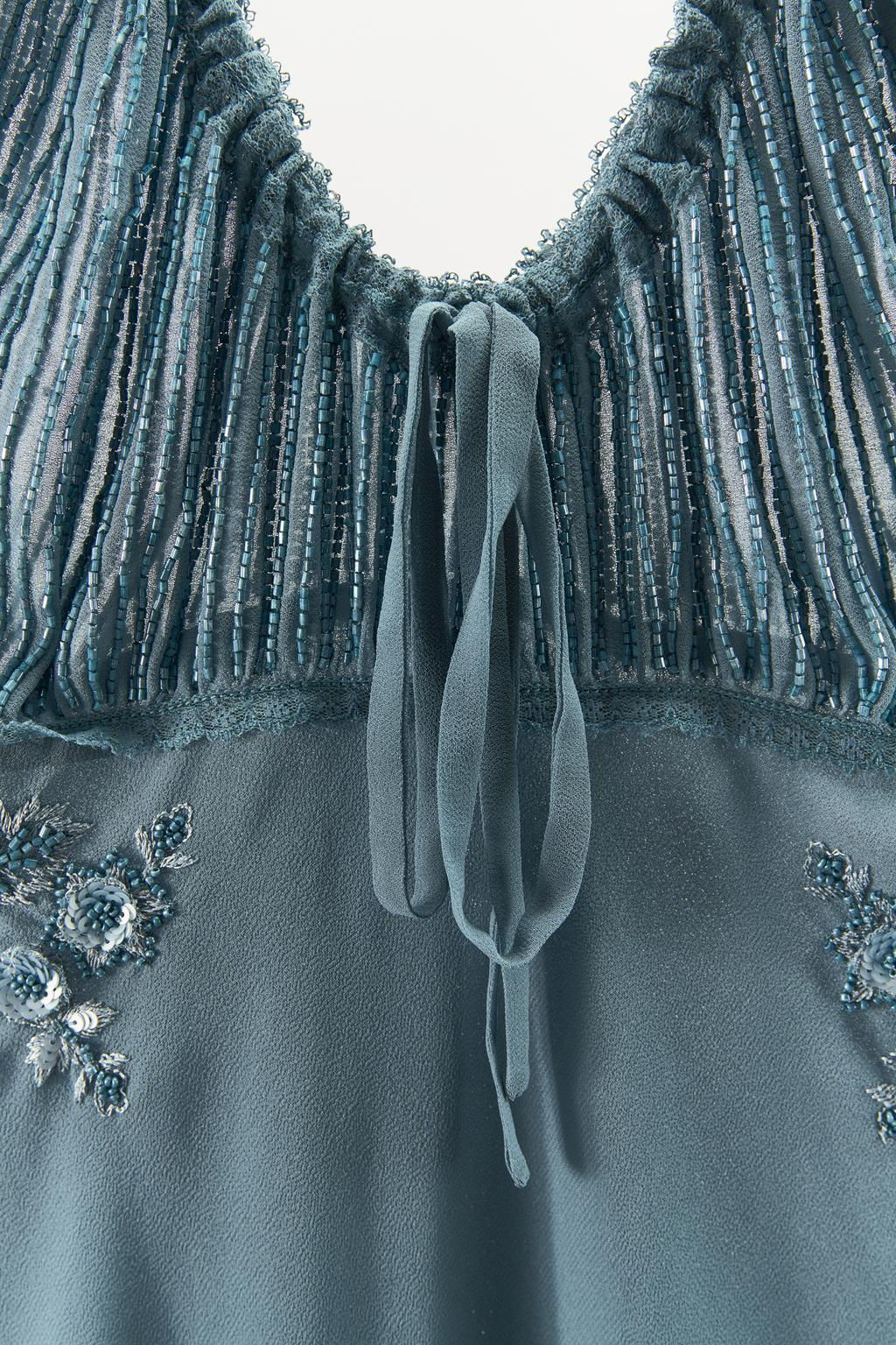 EMBROIDERED DRESS WITH SEQUIN AND BEAD EMBELLISHMENT - Zara фото 6