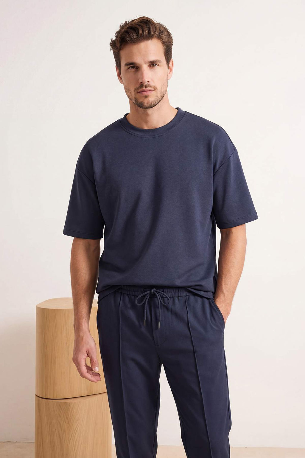 Indigo Oversize/Genis Kesim Yumusak Dokulu Basic T-Shirt TMNSS26TS00003 - Trendyolmilla фото 10