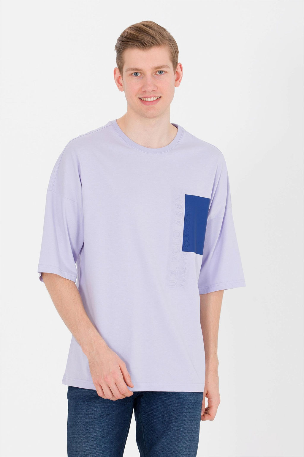 U. S. Polo Assn Мужская сиреневая футболка оверсайз с круглым вырезом - U.s. polo assn фото 10